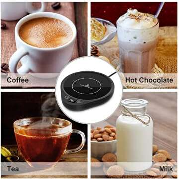 Meideli Coffee Mug Warmer for Desk Coffee Mug Warmer with Auto Shut Off for Desk - Smart Temperature Settings Cup Warmer for Office & Home Coffee Gift Tea Water Heating Plate (Black)