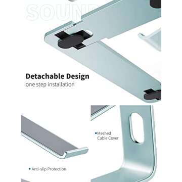 SOUNDANCE Laptop Stand, Aluminum Computer Riser, Ergonomic Laptops Elevator for Desk, Metal Holder Compatible with 10 to 15.6 Inches Notebook Computer, Aquamarine