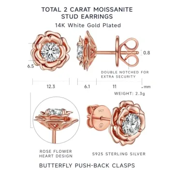 MomentWish Flower Earrings – Elegant Moissanite Studs for Her