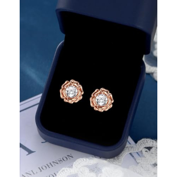 MomentWish Flower Earrings – Elegant Moissanite Studs for Her