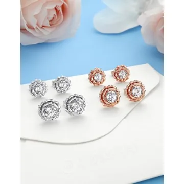 MomentWish Flower Earrings – Elegant Moissanite Studs for Her