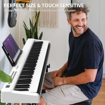 Digital Piano 88 Key Full Size Semi Weighted Electronic Keyboard Piano Set with Stand,Built-In Speak...
