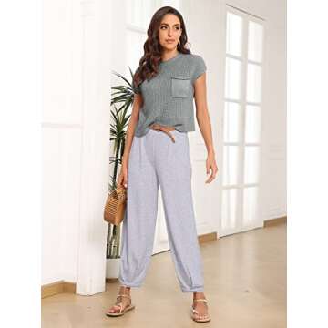 EFAN 2 Piece Outfits Women 2023 Fall Fashion Summer Matching Lounge Sweatsuits Sweat Suits Trendy Casual Cozy Knit Sweater Loungewear Palazzo Wide Leg Pants Set Clothes