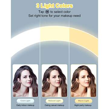 Make up Mirror with Lights, 1X/10X Magnifying Vanity Mirror with 46 LED Lights, 3 Lighting Modes, Brightness Adjustable and Rechargeable Personal Compact Travel Makeup Mirrors