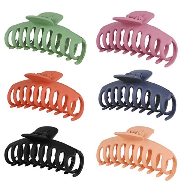 AOBLAH 6Pcs Nonslip Big Hair Claw Clips for Women and Girls Super Strong Hold 4.3 Inch Large Hair Cl...