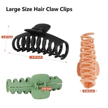 AOBLAH 6Pcs Nonslip Big Hair Claw Clips for Women and Girls Super Strong Hold 4.3 Inch Large Hair Clips for Thick Hair Cute Acrylic Banana Hair Clip Fashion Matte Hair Clips(6 colors)
