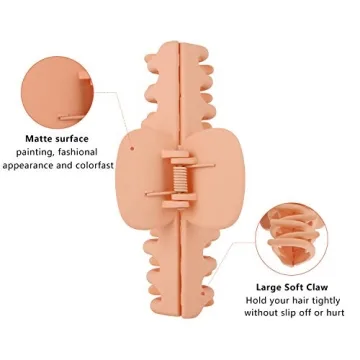 AOBLAH 6Pcs Nonslip Big Hair Claw Clips for Women and Girls Super Strong Hold 4.3 Inch Large Hair Clips for Thick Hair Cute Acrylic Banana Hair Clip Fashion Matte Hair Clips(6 colors)