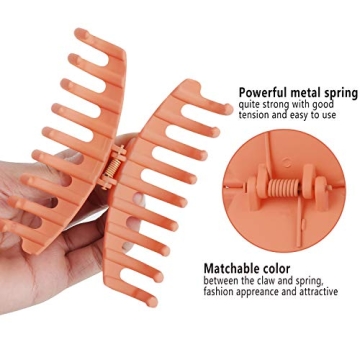 AOBLAH 6Pcs Nonslip Big Hair Claw Clips for Women and Girls Super Strong Hold 4.3 Inch Large Hair Clips for Thick Hair Cute Acrylic Banana Hair Clip Fashion Matte Hair Clips(6 colors)