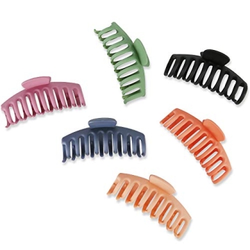 AOBLAH 6Pcs Nonslip Big Hair Claw Clips for Women and Girls Super Strong Hold 4.3 Inch Large Hair Clips for Thick Hair Cute Acrylic Banana Hair Clip Fashion Matte Hair Clips(6 colors)