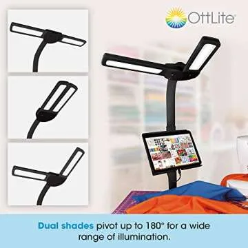 OttLite Dual Shade LED Standing Floor Lamp - Adjustable & USB Charging