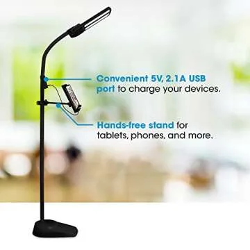 OttLite Dual Shade LED Floor Lamp with USB Charging Port