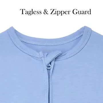 Aablexema Baby Footie Pajamas Zipper - Rayon from Bamboo Infant Footed Pjs with Mittens Sleepwear Jammies(White & Blue,Newborn)