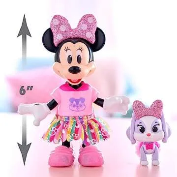 Just Play Disney Junior Minnie Mouse Glitter and Glam Pet Fashion Set, 23-piece Doll and Accessories, Officially Licensed Kids Toys for Ages 3 Up