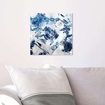The Oliver Gal Artist Co. Fashion and Glam Wall Art Canvas Prints Flower Scent' Perfumes Home Décor, 12 in x 12 in, Blue, White