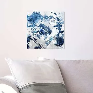 The Oliver Gal Artist Co. Fashion and Glam Wall Art Canvas Prints Flower Scent' Perfumes Home Décor, 12 in x 12 in, Blue, White