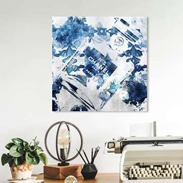 The Oliver Gal Artist Co. Fashion and Glam Wall Art Canvas Prints Flower Scent' Perfumes Home Décor, 12 in x 12 in, Blue, White
