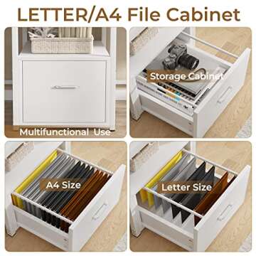 SEDETA 98" Home Office Desk, White Computer Desk with Letter/A4 File Drawer & Power Strip with USB, 2 Person Long Desk with Storage, Printer Shelf & Monitor Stand for Home Office, White