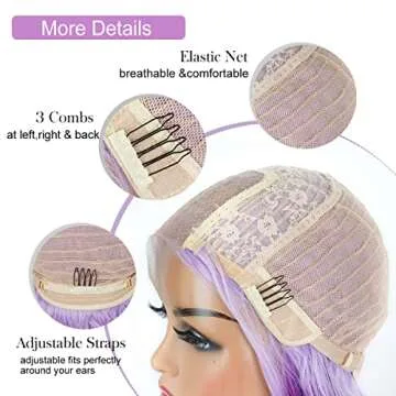 Halcyon Long Wavy Purple Wigs for Women Synthetic Ombre Purple Curly Wavy Wig 26 Inch Middle Part Heat Resistant Wig for Daily Party Use (Ombre Purple)