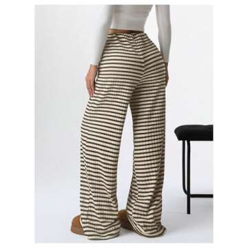 BEAUDRM Women's Striped Elastic Waist Pants - Chic, Comfortable & Trendy