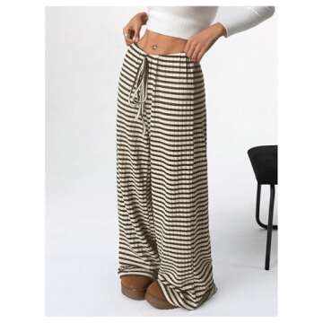 Stylish BEAUDRM Striped Elastic Waist Lounge Pants