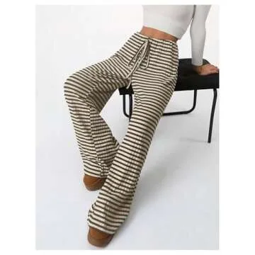 Stylish BEAUDRM Striped Elastic Waist Lounge Pants