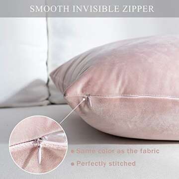 Stellhome Super Soft Velvet Throw Pillow Covers Square Cushion Covers for Nursery Bed Couch Sofa, 18 x 18 inch (45 cm), Pink, Pack of 2