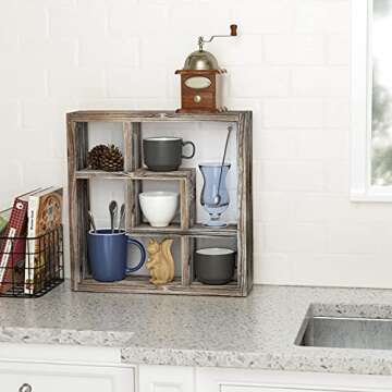 Rustic Cube Storage Shadow Box Display Case for Home