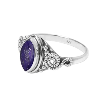 Lapis Lazuli Silver Ring for Women - Handmade Elegance