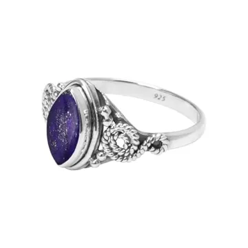 Lapis Lazuli Silver Ring for Women - Handmade Elegance