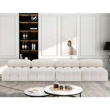 Meridian Furniture 611Cream-S136B Ames Collection Modern | Contemporary Modular Sofa with Rich Cream...