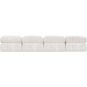 Meridian Furniture 611Cream-S136B Ames Collection Modern | Contemporary Modular Sofa with Rich Cream Boucle Fabric, Modular to Create Infinite Configurations, 136" W x 34" D x 28" H, Cream
