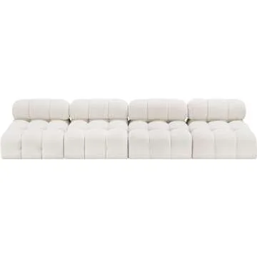 Meridian Furniture 611Cream-S136B Ames Collection Modern | Contemporary Modular Sofa with Rich Cream Boucle Fabric, Modular to Create Infinite Configurations, 136" W x 34" D x 28" H, Cream