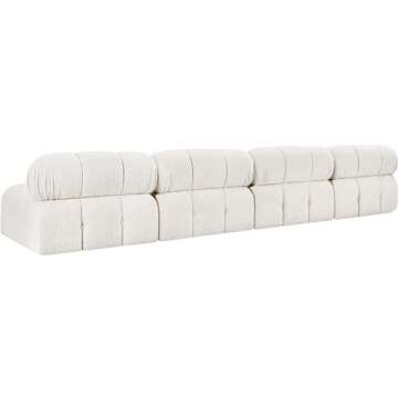 Meridian Furniture 611Cream-S136B Ames Collection Modern | Contemporary Modular Sofa with Rich Cream Boucle Fabric, Modular to Create Infinite Configurations, 136" W x 34" D x 28" H, Cream