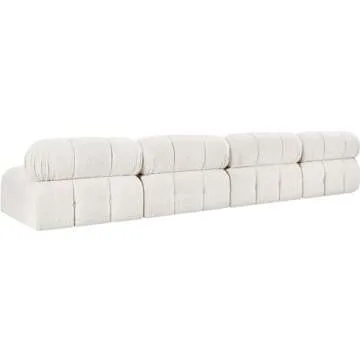 Meridian Furniture 611Cream-S136B Ames Collection Modern | Contemporary Modular Sofa with Rich Cream Boucle Fabric, Modular to Create Infinite Configurations, 136" W x 34" D x 28" H, Cream