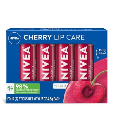 NIVEA Cherry Lip Care Pack - Tinted Lip Balm with Shea Butter and Vitamins C & E