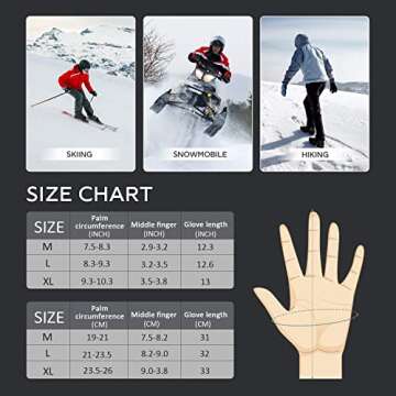 BRIGENIUS Ski Gloves, Waterproof Winter Gloves for Men Women