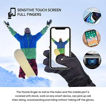 BRIGENIUS Ski Gloves, Waterproof Winter Gloves for Men Women