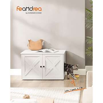 Feandrea Cat Litter Box Enclosure, Litter Box Furniture Hidden with Removable Divider, Indoor Cat Ho...