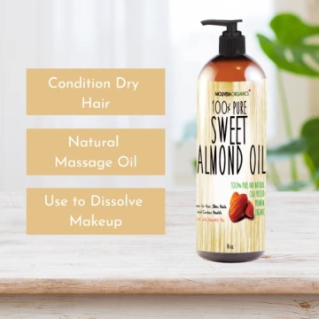Molivera Sweet Almond Oil 16oz Organic Cold Pressed Moisturizer
