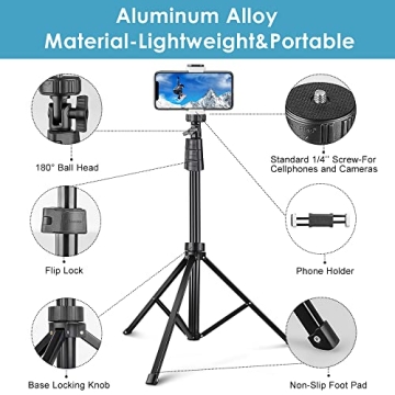 Aureday 72'' Travel Tripod for Phones and Cameras