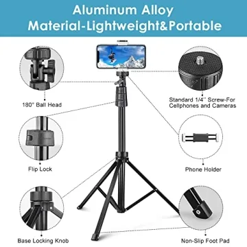Aureday 72'' Travel Tripod for Phones and Cameras