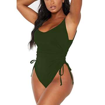 Viottiset Women's High Cut Ruched One Piece Swimsuit