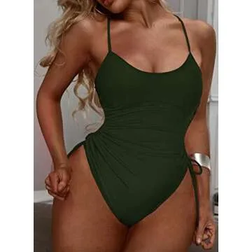 Viottiset Women's High Cut Ruched One Piece Swimsuit