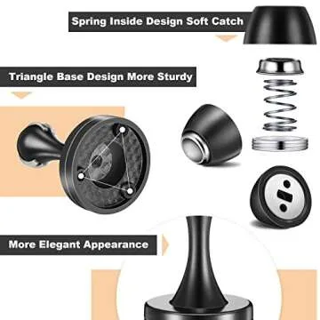 Shimeyao 8 Pack Magnetic Door Stop Floor Mounted Door Stopper Magnetic Catch Wall Mounted with Catch Holder with Screws for Hold Open Wall Protector(Black)