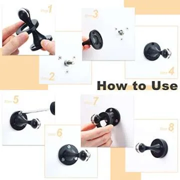 Shimeyao 8 Pack Magnetic Door Stop Floor Mounted Door Stopper Magnetic Catch Wall Mounted with Catch Holder with Screws for Hold Open Wall Protector(Black)