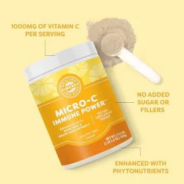 Vimergy Micro-C Immune Power TM * - 500g – 278 Servings – 1000mg/serving – Gentle Form – Antioxidant Phytonutrients – Immune & Nerve Support – Benefits Bone & Cartilage – Gluten-Free – Kosher – Vegan
