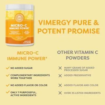 Vimergy Micro-C Immune Power TM * - 500g – 278 Servings – 1000mg/serving – Gentle Form – Antioxidant Phytonutrients – Immune & Nerve Support – Benefits Bone & Cartilage – Gluten-Free – Kosher – Vegan