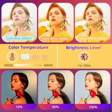 Torjim RGB Photography Video Lighting, Studio Lights with Adjustable Tripod Stand - 16 Color Lighting for Video Recording/YouTube/TikTok/Live Streaming/Make up/Vlogging