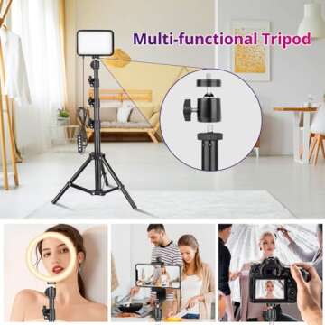 Torjim RGB Photography Video Lighting, Studio Lights with Adjustable Tripod Stand - 16 Color Lighting for Video Recording/YouTube/TikTok/Live Streaming/Make up/Vlogging