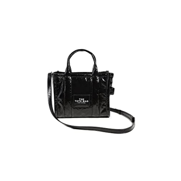 Stylish Marc Jacobs The Crinkle Leather Mini Tote Bag - Black